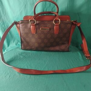 Adrienne Vittadini Signature Print Satchel Purse